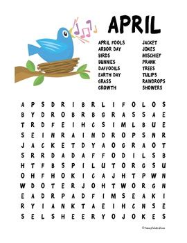 April Word Search by SunnyCelebrations | Teachers Pay Teachers