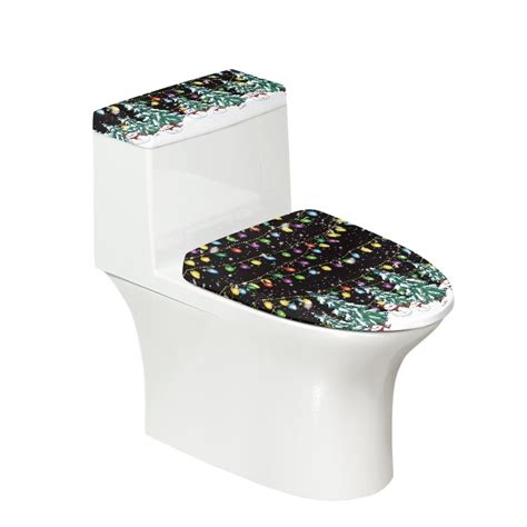 Suhoaziia Christmas Lights Toilet Seat And Tank Lid Covers Stretchable