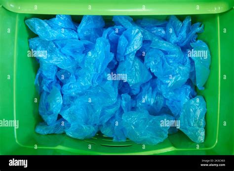 Lots Of Blue Shoe Covers Top View Stock Photo Alamy