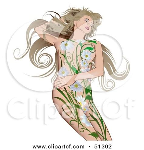 Royalty Free RF Clipart Illustration Of A Nude Woman With Floral