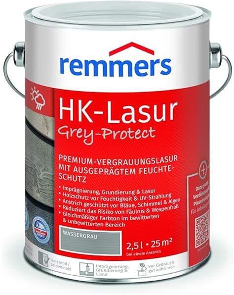 Remmers Hk Lasur Grey Protect Wassergrau Liter Premium Holzlasur