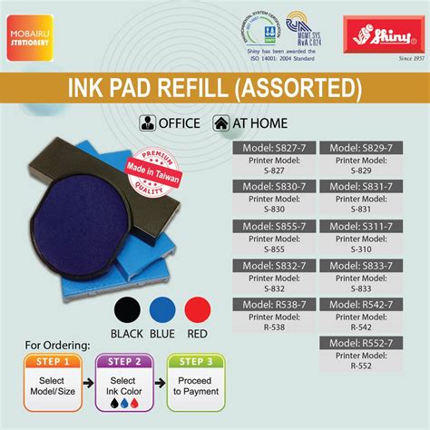 Shiny Ink Pad Cartridges Refill For Self Inking Stamps S S