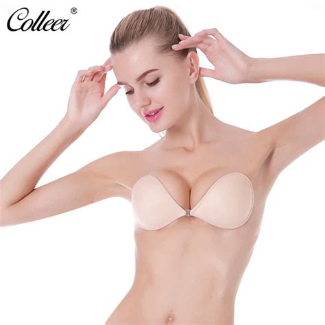 Colleer Bh Bra Sexy Women Invisible Strapless Bra Push Up Silicone Bust Front Closure Backless