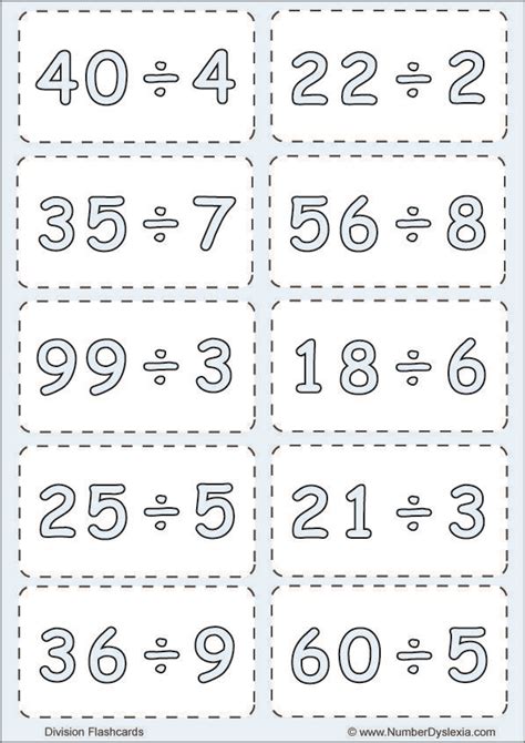 Printable Division Flashcards Division Flash Cards Flashcards