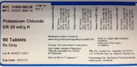 Potassium Chloride Er Information, Side Effects, Warnings and Recalls