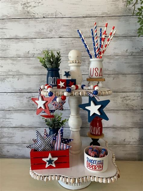 Patriotic Tiered Tray Decor Mini Crate For Tiered Tray Patriotic Mini