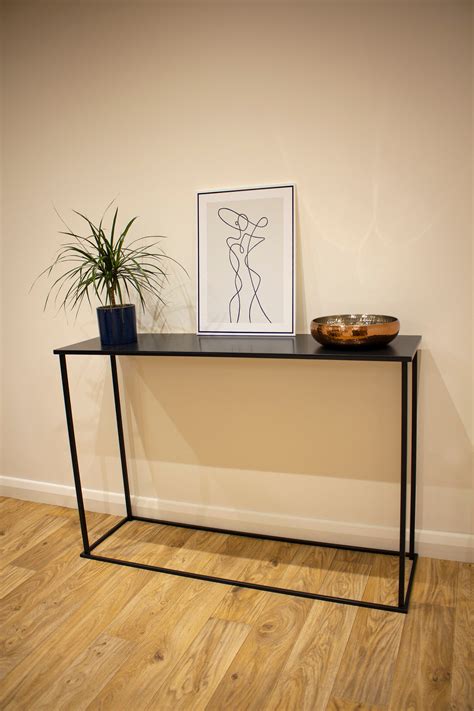 Console Table Metal Black Grey Narrow Modern Contemporary Etsy