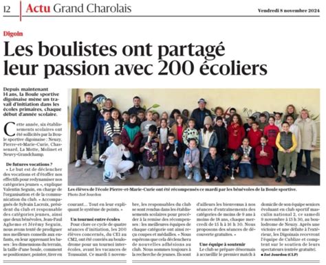 Article Jsl Boule Sportive Digoinaise