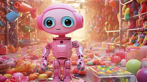 Premium Ai Image A Pink Robot With A Pink Face And A Pink Head That