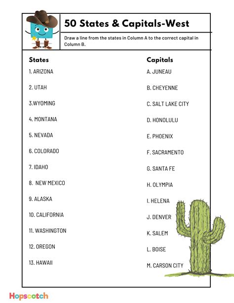 50 States & Capitals Worksheets — Hopscotch - Worksheets Library