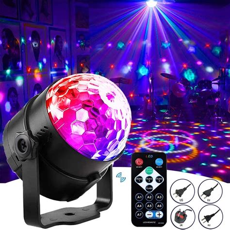 Led Disco Ball Dj Stage Lights 7 Colors Rotating With Plug Remote