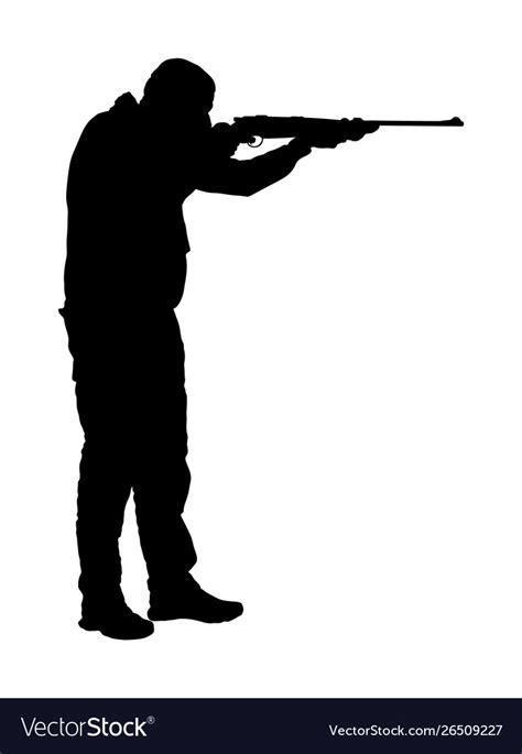 Aiming Hunter With Rifle Silhouette Soldier Symbol