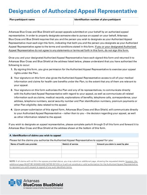 Fillable Online Designation Of Authorized Representative For Appeal Fax