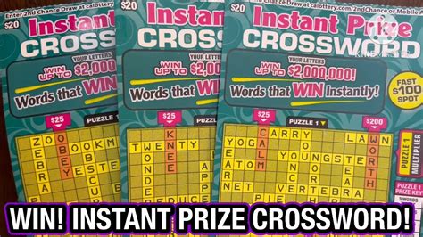 Win Instant Prize Crossword Ca Scratchers Youtube