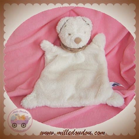 Nicotoy Doudou Ours Plat Blanc Sos