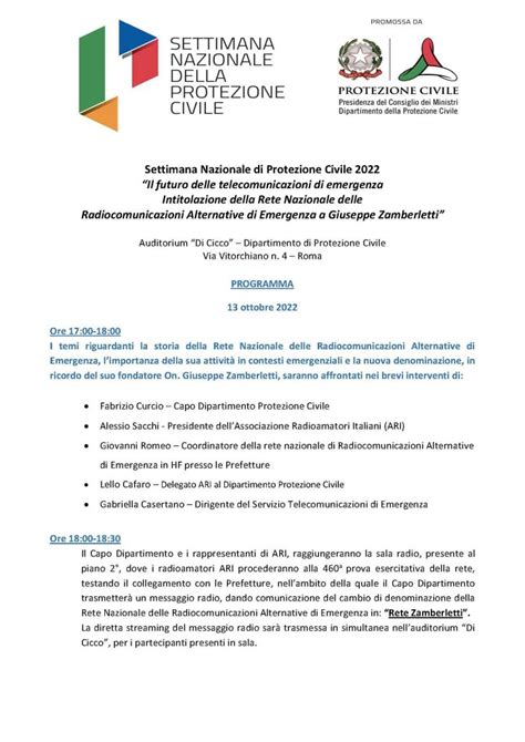 Settimana Nazionale Della Protezione Civile Ari Sezione Di Salerno Iq Bb