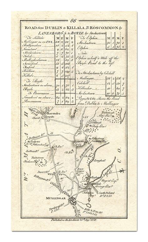 Antique Ireland Road Map Mullingar Westmeath Rathconrath - Etsy