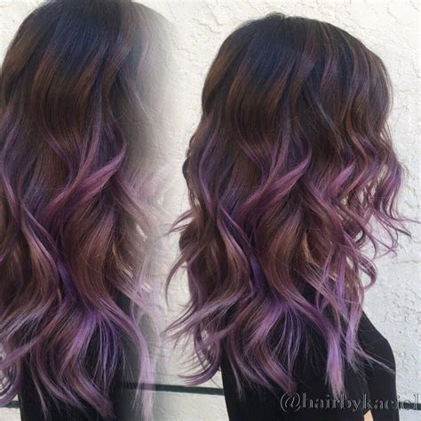 Purple Highlights In Brown Hair Ihairstyles Website Darkbrownhair Balayage Hair Purple