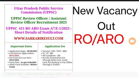 Uppsc Ro Aro Vacancy Out Form Fill Uppsc Review Officer Assistant