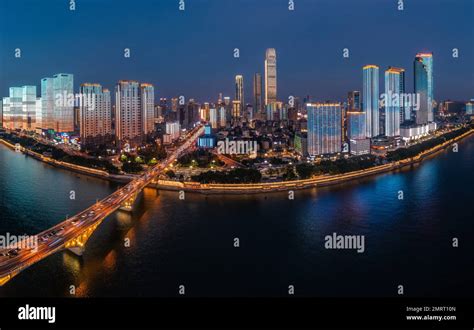 Aerial J Bridge In Changsha City At Night Stock Photo Alamy