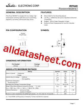 Irf Datasheet Pdf Suntac Electronic Corp