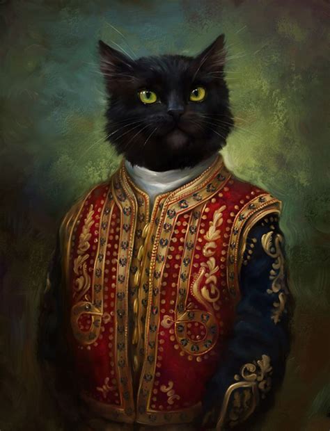 Classical Portraits Of Royal Cats Rabbit Pintura De Gato Arte