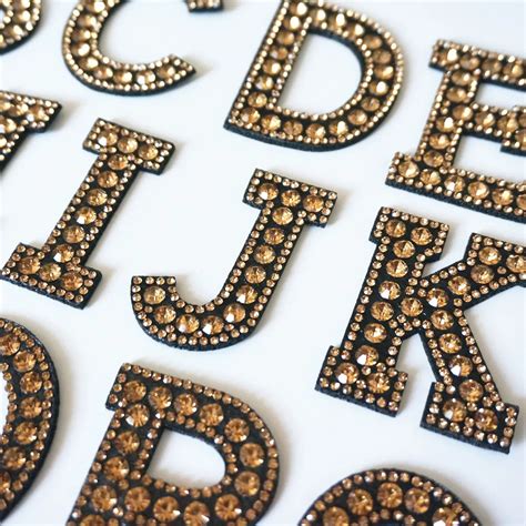 26 Lettres Strass De L alphabet Champagne Coudre À Repasser Sur Des