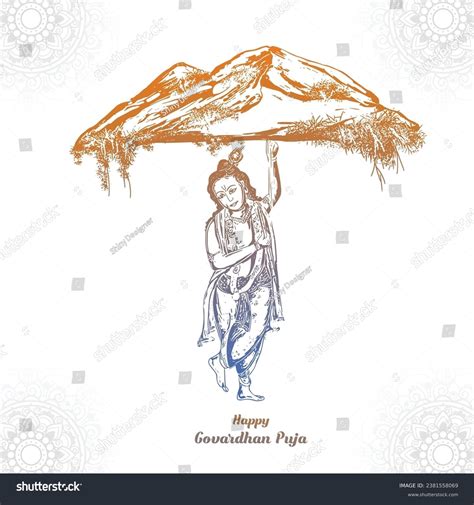 Govardhan Puja Lord Krishna Hand Draw Stock Vector (Royalty Free) 2381558069 | Shutterstock