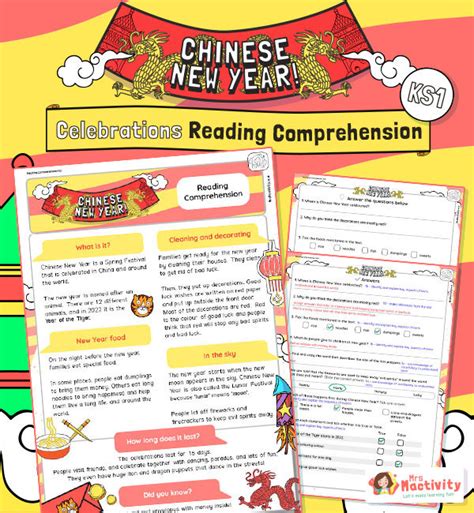 Ks Chinese New Year Reading Comprehension Chinese New Year Ks Resources