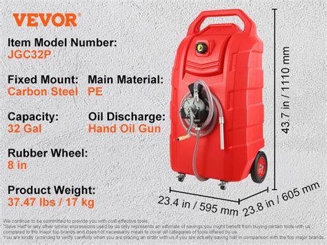 Vevor Fuel Caddy Gallon Portable Fuel Storage Tank On Wheels With