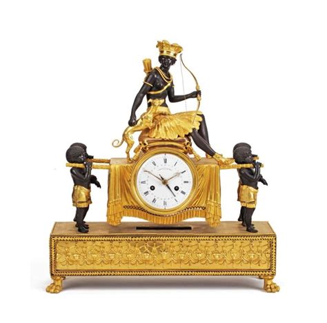 An Empire Ormolu And Patinated Bronze Mantel Clock Au Bon Sauvage