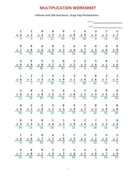 Buy Multiplication Minute Drill V Math Worksheets With