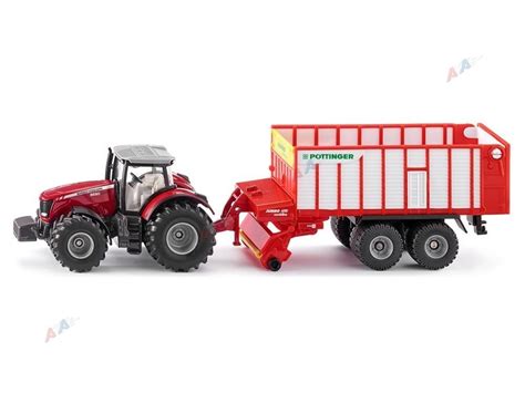 Siku Traktor Massey Ferguson Z Przyczep