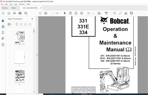 Bobcat 331 331e 334 Operation And Maintenance Manual 6901957 Pdf Download Heydownloads