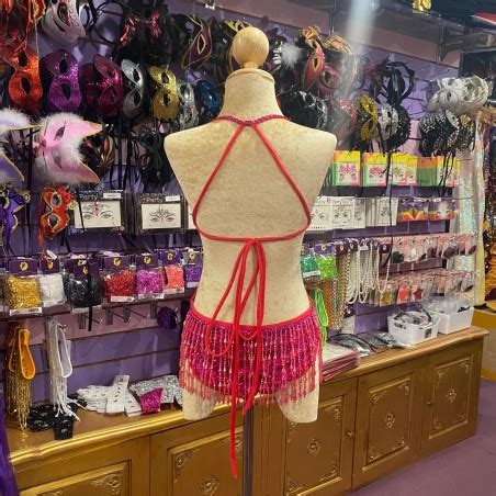 Hot Pink Showgirl Sequin Bodysuit With Beaded Fringe