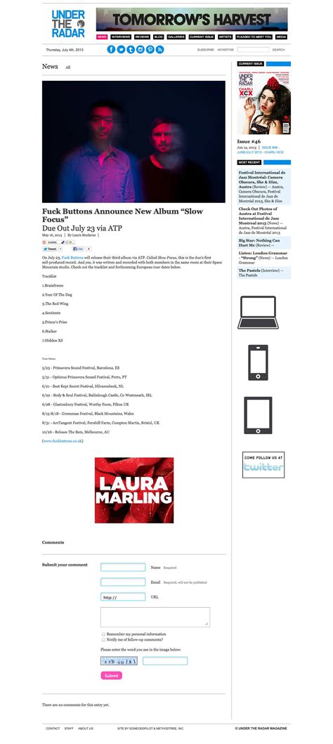 ATP Recordings Fuck Buttons Press Directory