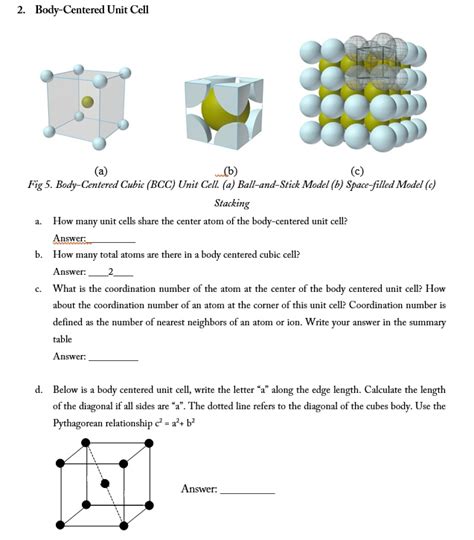 Solved Title Body Centered Unit Cell Fig Body Centered Cubic Bcc