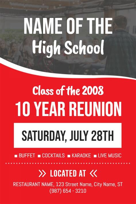 Red High School Reunion Poster Template