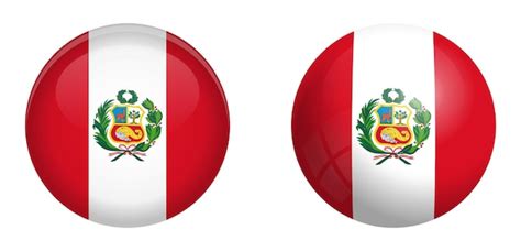 Premium Vector Peru Flag Under 3d Dome Button And On Glossy Sphere