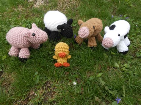 Hand Crocheted Stuffed Farm Animals Set Sheep By Whatnotsbylori