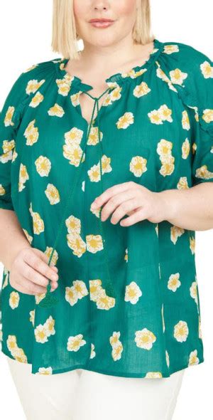 Daniel Rainn Floral Print Short Sleeve Top In M281 Green At Nordstrom