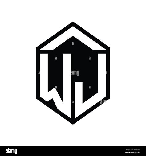 Wj Letter Logo Monogram Simple Hexagon Shield Shape Isolated Style