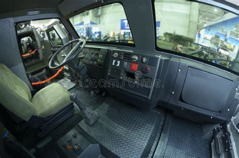 Interior Of An Armored Personnel Carrier Steering Wheel Dashboard