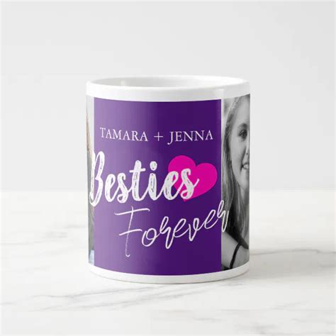 Besties Forever Heart Two Photos Custom Large Coffee Mug Zazzle