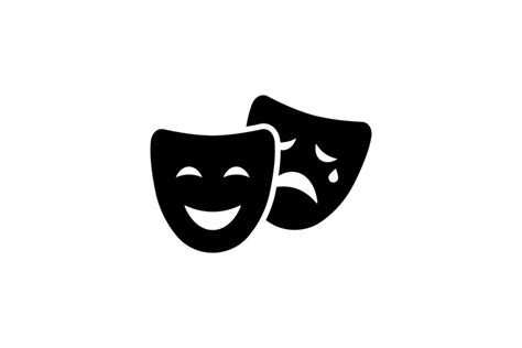 Comedy And Tragedy Masks Icon In Black Happy And Unhappy