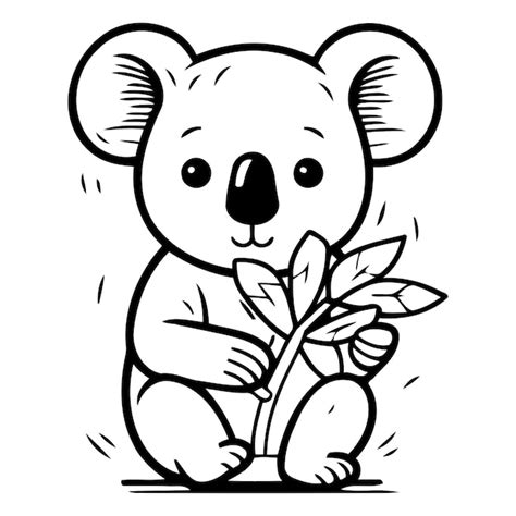 Premium Vector Cute Koala Holding A Branch With Leaves Vector