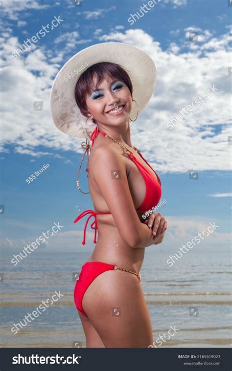 Sexy Asian Red Bikini Female Lady Stock Photo 2165519023 Shutterstock