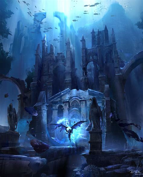 Water Temple By Chen Guan Yu Fantasy Landscape Fantasy City Water