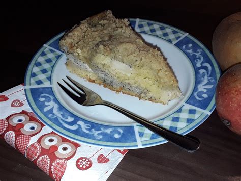 Apfelkuchen Mit Vanille Mohn Pudding Und Streuseln Rezept Mit Bild