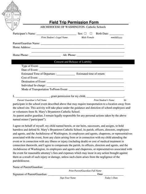 Editable Field Trip Permission Slip Template